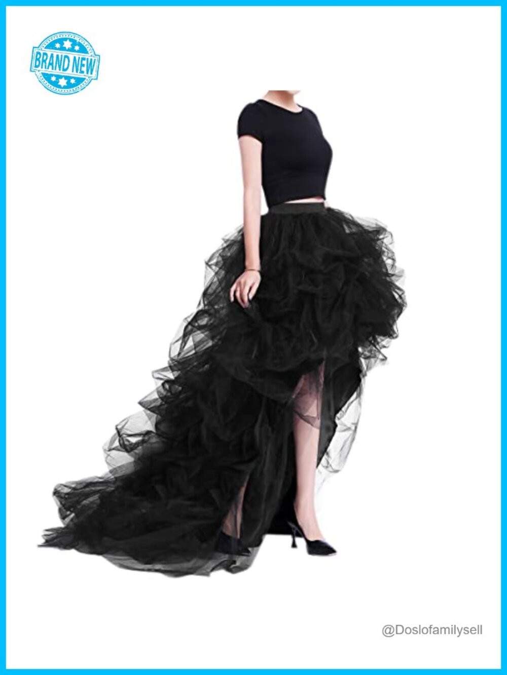 High Low Ruffled Tulle Skirt Long Back Hem Party Evening